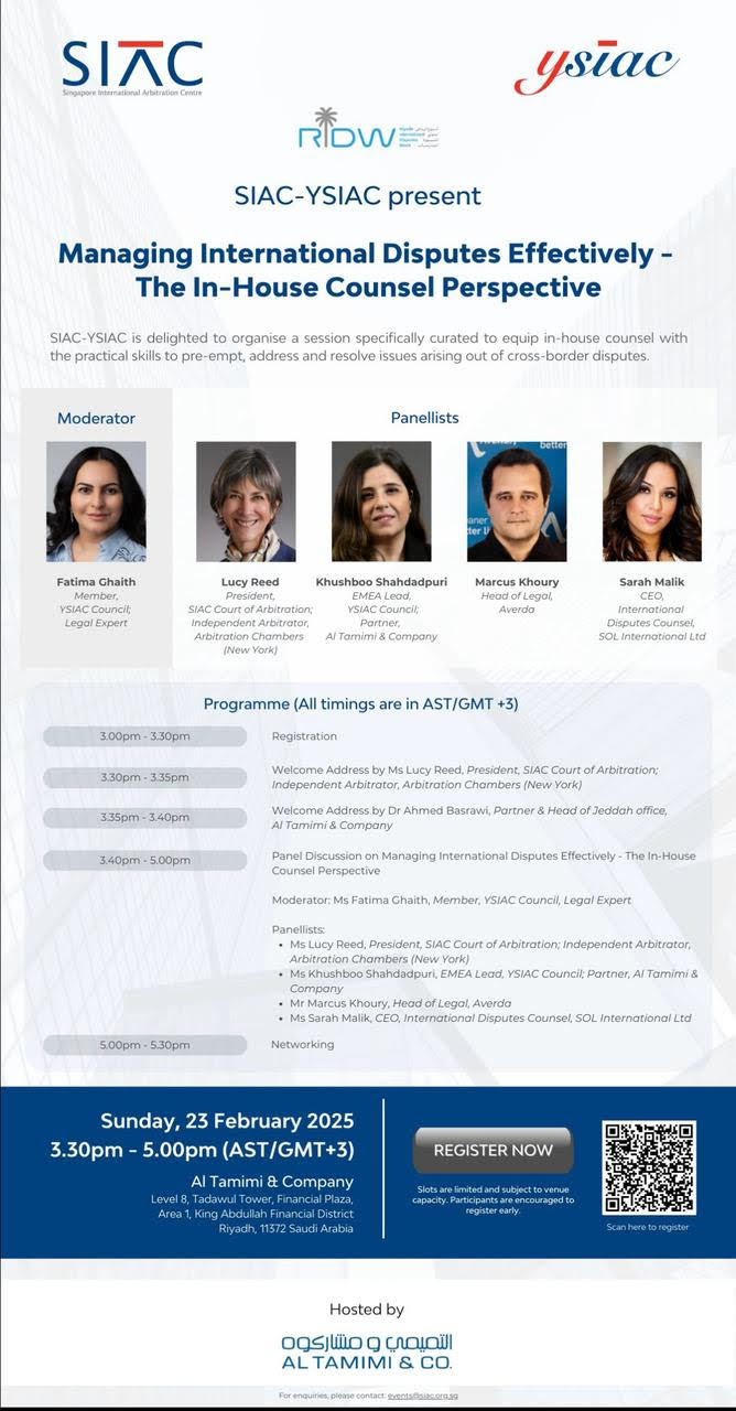 Managing International Disputes Effectively – The In-House Counsel  Perspective – Riyadh Disputes Week